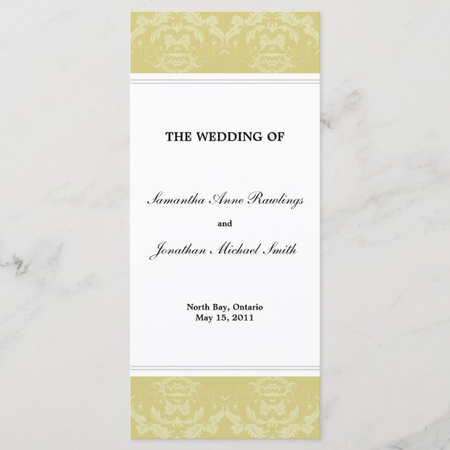 Programa casamento tema damasco - Casamento Dourad (Frente)