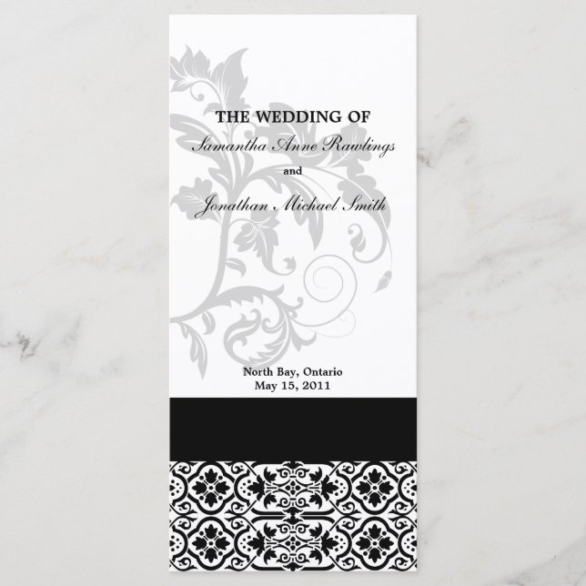 Programa casamento tema damasco - Casamento preto  (Frente)