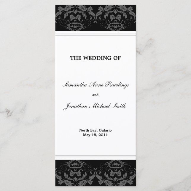 Programa casamento tema damasco - Casamento preto  (Frente)