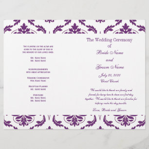 Programa Casamento tema damasco de Vintage Roxo Es