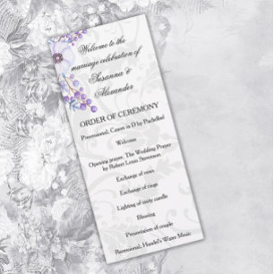 Programa Casamento tema damasco Floral de Berry Roxo