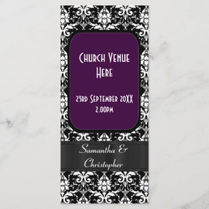 Programa casamento tema damasco preto, roxo e bran