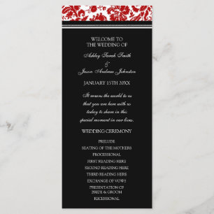 Programa Casamento tema damasco Vermelho Negro