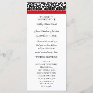 Programa Casamento tema damasco Vermelho Negro