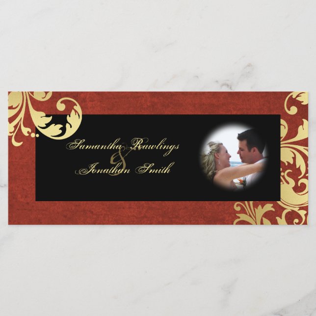 Programa Casamento - Textura Vermelha e Dourada Fl (Frente)