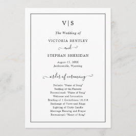Programa Casamento Tradicional com Monograma Preto e Branco