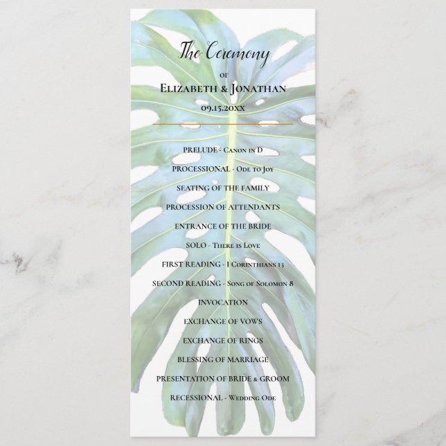 Programa Casamento Tropical Monstera Leaf Greenery Beach (Frente)