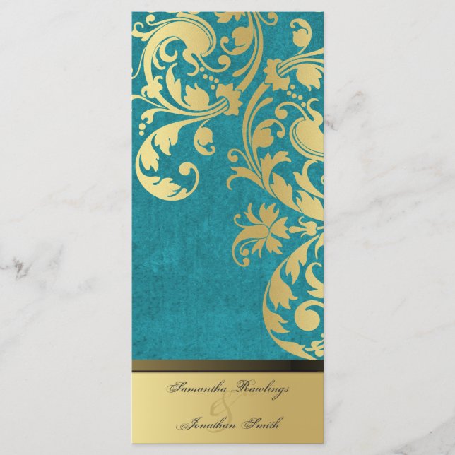 Programa Casamento - Turquesa e Shimmer Floral Dou (Frente)
