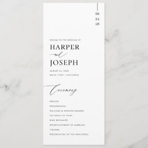 Programa Casamento Único Negro e Branco Minimalista Moderno