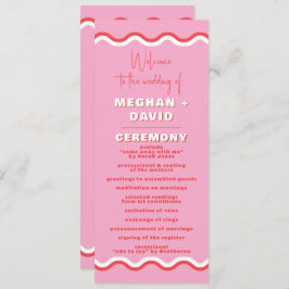 Programa Casamento Vermelho Cor-de-rosa ondulado retrô