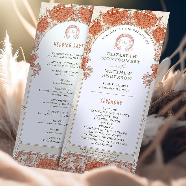 Programa casamento vintage Art Nouveau de Mucha (Criador carregado)