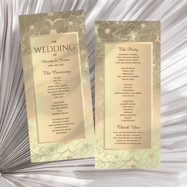 Programa Casamento Vintage Elegante Dourado (Criador carregado)