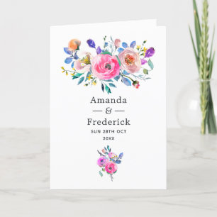 Programa Casamento vintage Floral Rosa-Quente