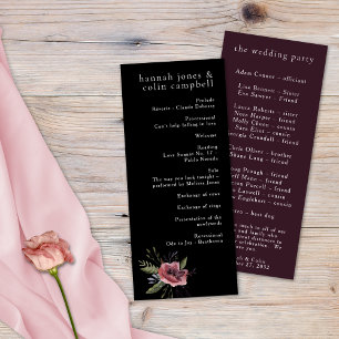 Programa Cascata Floral Escura Elegante Preto Borgonha