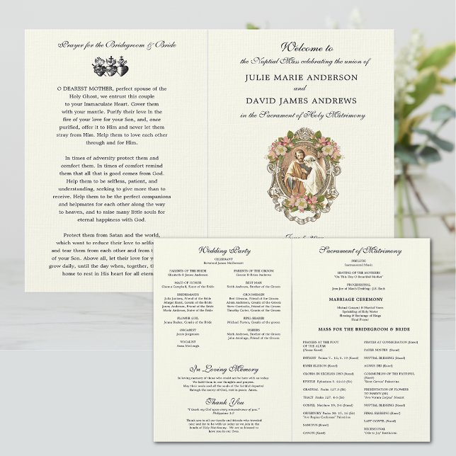 Programa Católico Elegante de Casamento em Massa L (Our wedding programs are a wonderful addition to your wedding ceremony. )