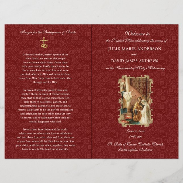 Programa Católico Elegante de Casamento em Massa L (Frente)