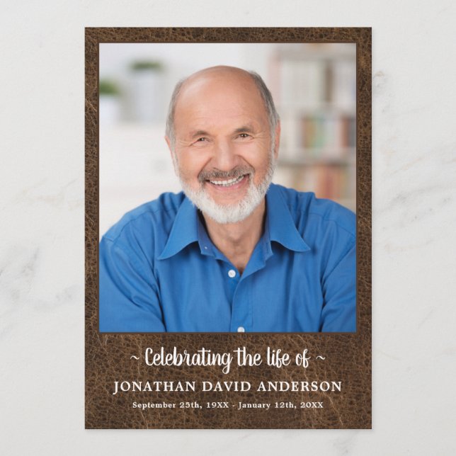 Programa Celebração Da Vida Memorial Foto Leather Funeral (Frente)