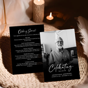 Programa Celebração de Vida Funeral Moderno Script Elegante