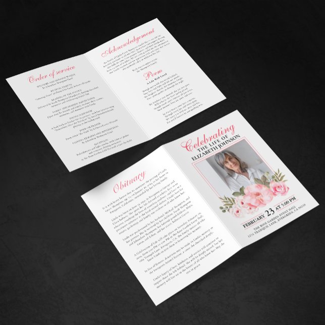 Programa Celebração de Vida Memorial Floral Rosa Elegante (Criador carregado)
