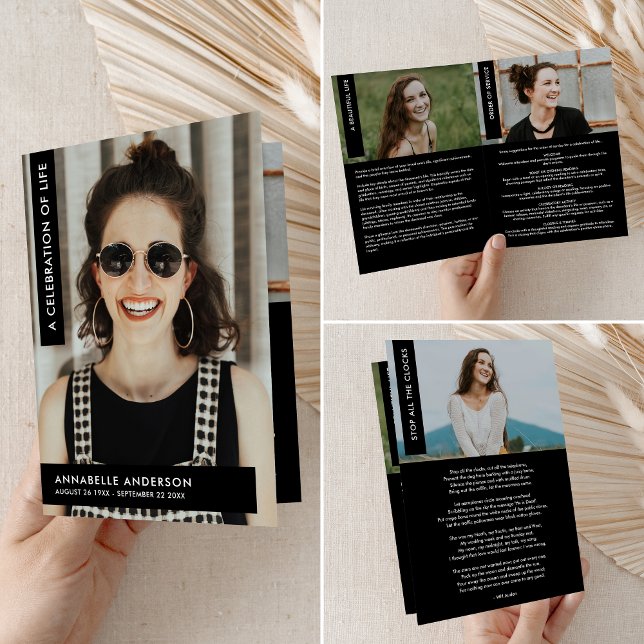 Programa Celebração do Funeral Dobrado Moderno Elegante da  (Criador carregado)