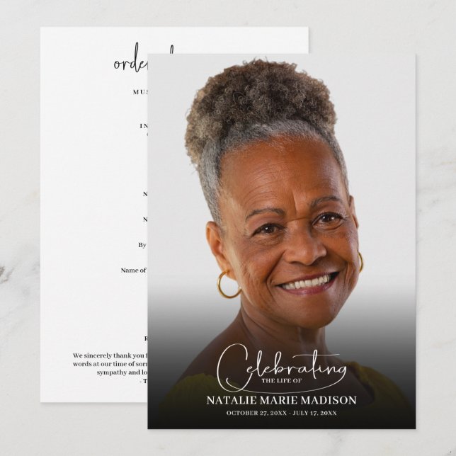 Programa Celebração Funeral da Foto da Vida (Frente/Verso)