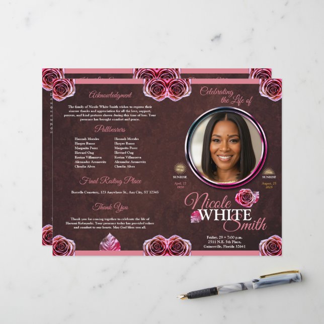 Programa Celebración de la Vida Rose Gold / Cafe (Frente/Verso In Situ)