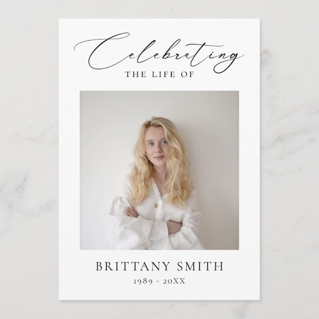 Programa Celebration of Life Modern Memorial Photo Funeral (Frente)