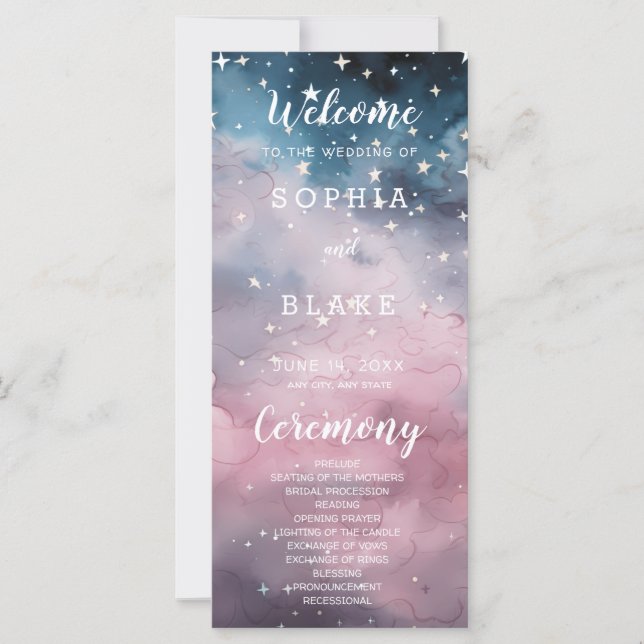 Programa Celestial de Casamento de Estrelas Rosa e (Frente)