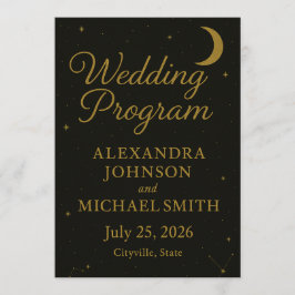Programa Celestial Elegante de Casamento Negro e D