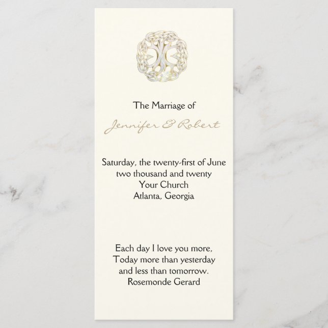 Programa Celtic Tree of Life Dourado Wedding (Frente)