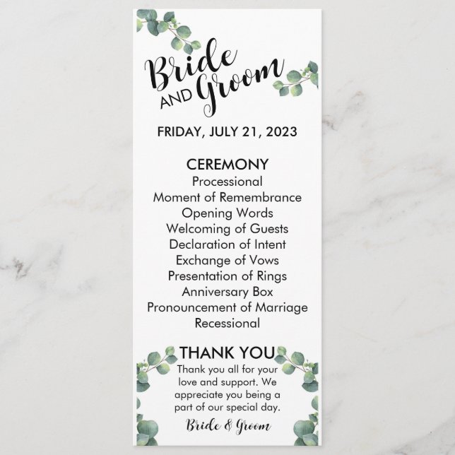 Programa Cerimônia (Frente)