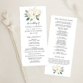 Programa Cerimônia de Buquê Floral de Blush e Cream