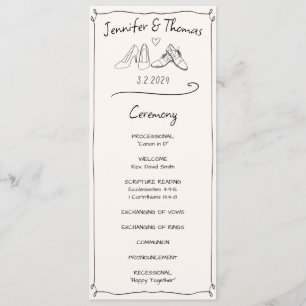 Programa Cerimônia de Calçados de Casamento de Porodle Dese