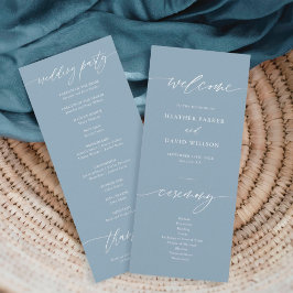 Programa Cerimônia de Casamento Azul Elegante Dusty