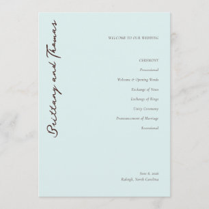 Programa Cerimônia de Casamento Azul Sereno
