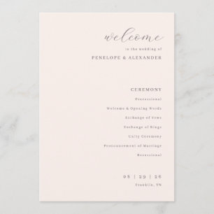 Programa Cerimônia de Casamento Bege Elegante