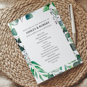 Programa Cerimônia de Casamento Botânico Jardim de Eucalipt
