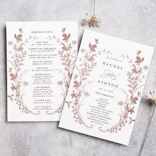 Programa Cerimônia de Casamento Botânico Rosa Poético