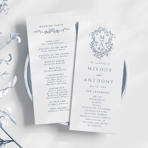 Programa Cerimônia de Casamento Clássico de Crest Floral Az