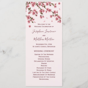 Programa Cerimônia de Casamento com Flor de Cerejeira Rosa