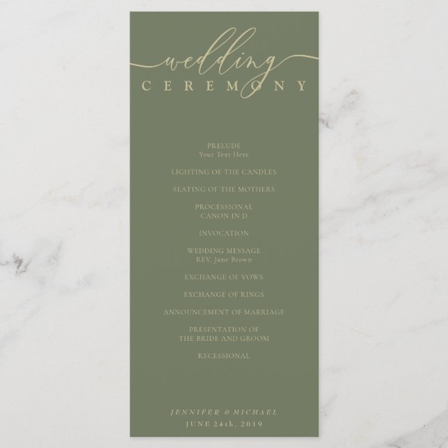 Programa Cerimônia de Casamento com Roteiro de Assinatura M (Frente)