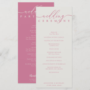 Programa Cerimônia de Casamento com Roteiro de Marfim Rosa