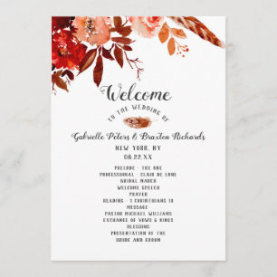 Programa Cerimônia de Casamento da Bela Floral Boho Chic
