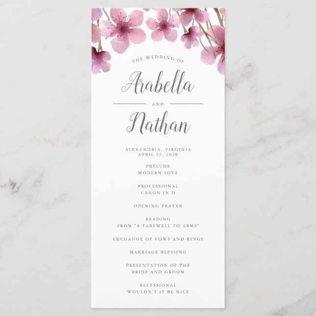 Programa Cerimônia de Casamento de Cherry Blossoms (Frente)