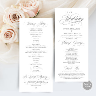 Programa Cerimônia de Casamento de Cinzas de Elegância Clás