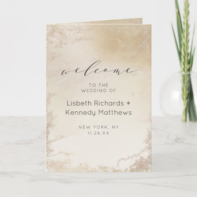 Programa Cerimônia de Casamento de Folhas Douradas Amarelas (Frente)