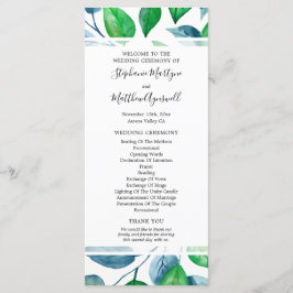 Programa Cerimônia de Casamento de Foliage em Greenery Wate