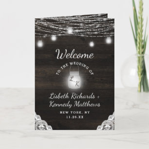 Programa Cerimônia de Casamento de Oak Ridge Rustic Dark Wo