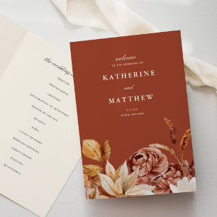 Programa Cerimônia de Casamento de Terracotta Floral do out
