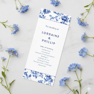 Programa Cerimônia de casamento do Classic Blue Floral